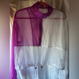 FASHION Nova mesh jacket colorblock 1/2 purple/white sz XL